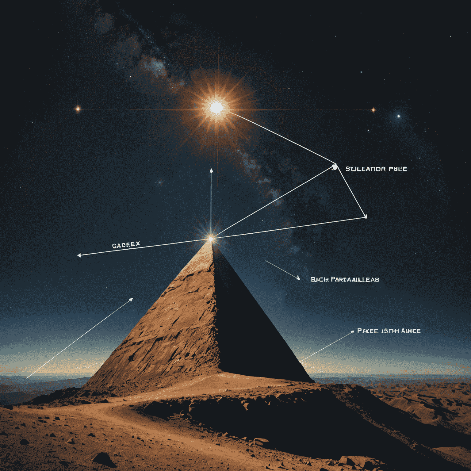 A visual representation of the parsec concept, showing a triangle formed by the Earth, Sun, and a distant star, with annotations explaining the angle of parallax and the distance of one parsec.