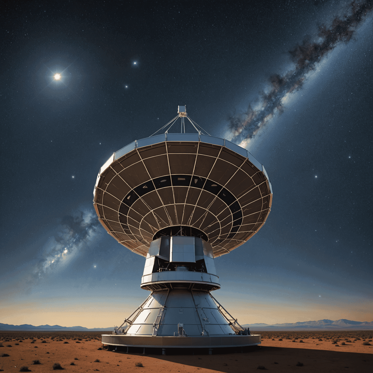 Artistic rendering of a space-based interferometer array measuring cosmic distances with extreme precision