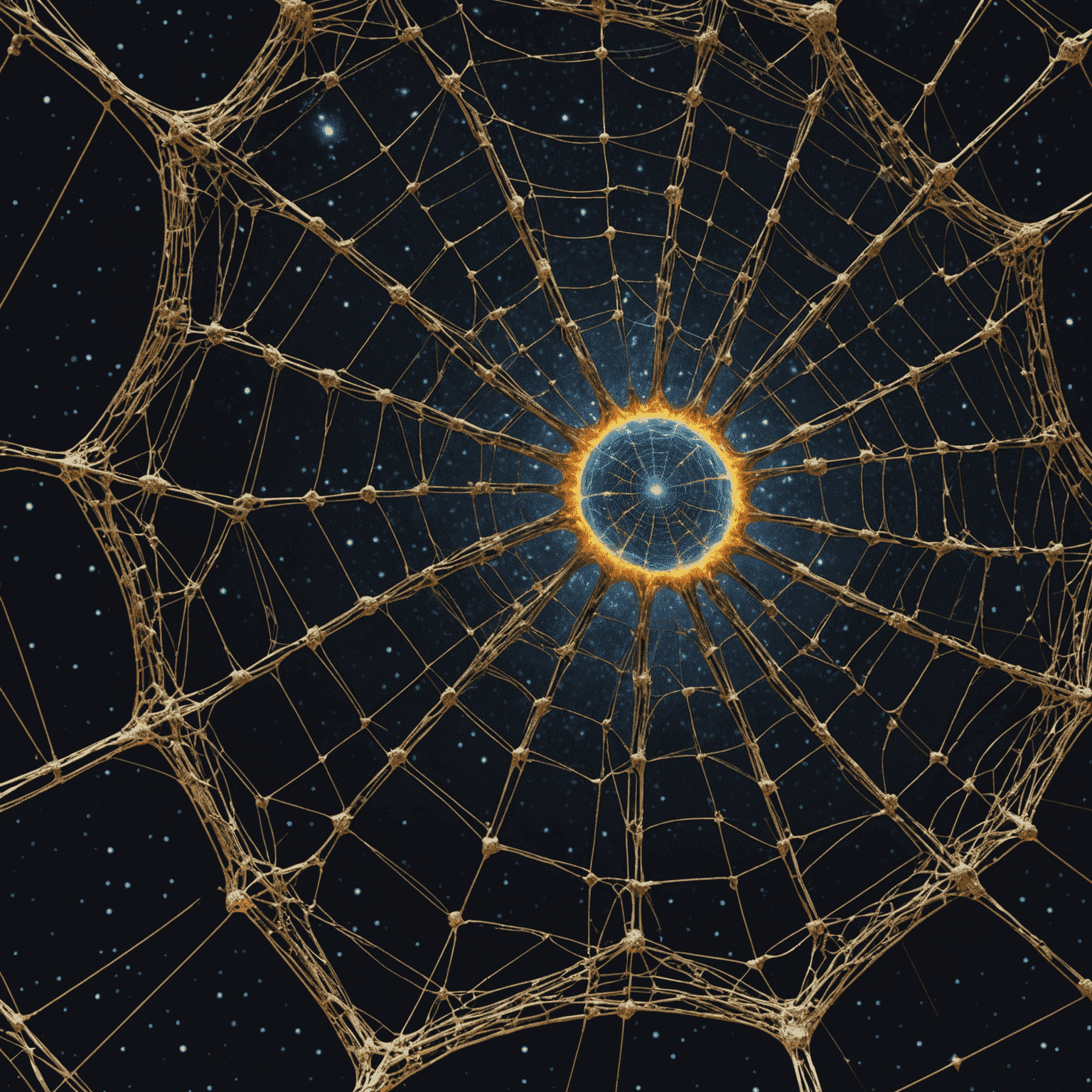 Computer-generated image of the cosmic web structure spanning millions of parsecs